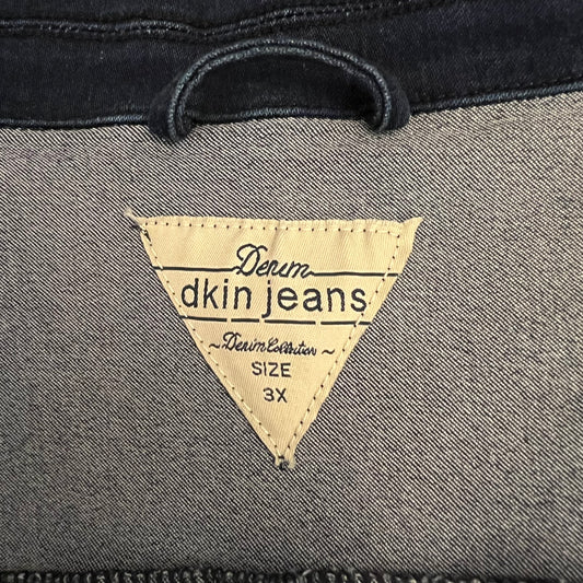 dkin Jeans Dark Wash Studded Denim Jean Jacket 3X Good Condition