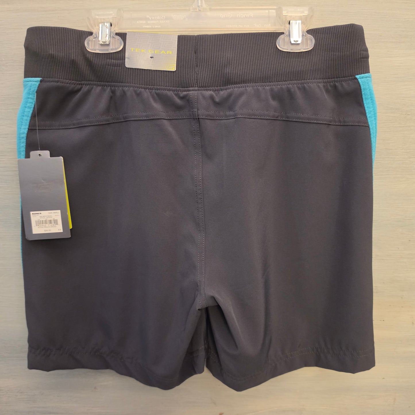 Tek Gear Gray Teal Stripe Moisture Wicking Athletic Activewear Shorts Size Small New with Tags