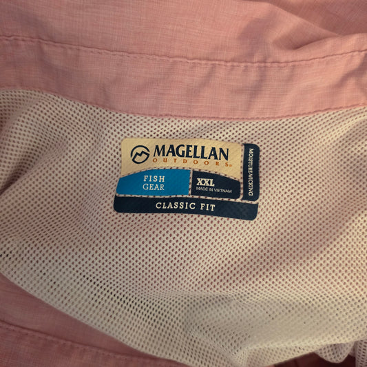 Magellan Outdoors Pink Classic Fit Fish Gear Button Down Shirt Size XXL Good Condition