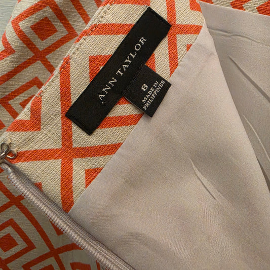 Ann Taylor 98% Cotton Abstract Geometric Print Tailored Mini Skirt Size 8 Good Condition
