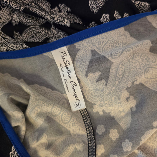 PerSeption Concept Abstract Print Handkerchief Hem Midi Dress Size Medium Good Condition