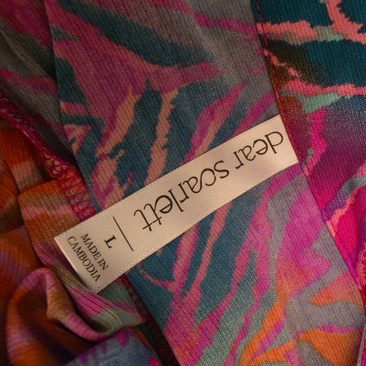 Dear Scarlett Multicolor Abstract Zebra Print Tunic Blouse Size Large Good Condition