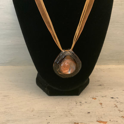 Handmade Iridescent Shimmer Glass Pendant Choker Statement Necklace Good Condition
