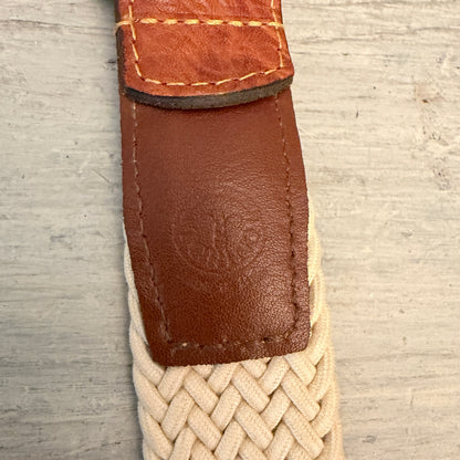 Torino Men's Khaki Surcingle Belt w/ Brown Leather Trim Size 52" Good Condition