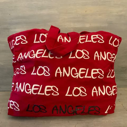 Robin Ruth XLarge Canvas Tote Bag Red Travel Overnight Gym Like New