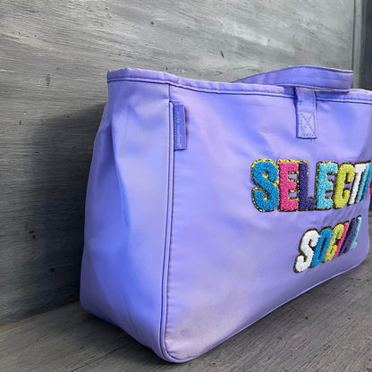 Simply Southern Purple Selectively Social Tote Bag 19x11x6 Good Condition