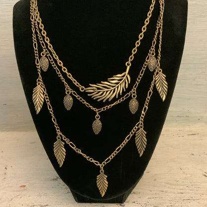Cookie Lee Bohemian Triple Strand Layered Statement Necklace 16-19" Good Condition