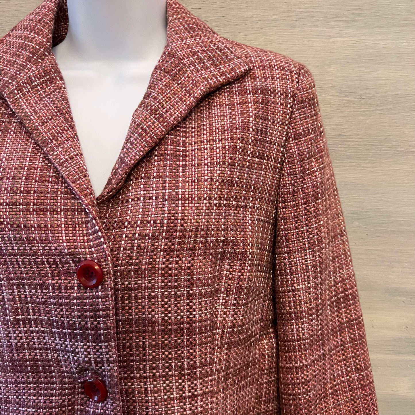 Vintage Jaclyn Smith Pink Multicolor Faux Tweed Blazer Coat Jacket Size 8 Good Condition