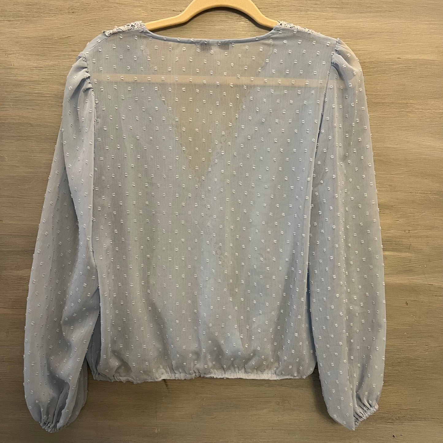 Miss Sparkling Sky Blue Swiss Dot Blouse Size Medium Good Condition