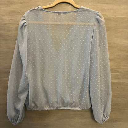 Miss Sparkling Sky Blue Swiss Dot Blouse Size Medium Good Condition