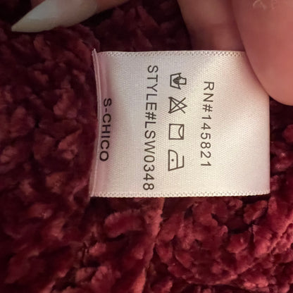 Listicle Burgundy Wine Chenille Knit Cardigan Sweater Size Small Good Condition