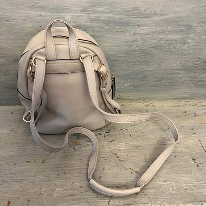 Tan Faux Leather Footed Shoulder Backpack Purse 7x10x5 Like New