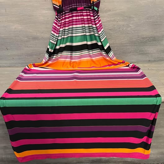 Venus Sleeveless Colorful Horizontal Stripes Maxi Dress Size 10 Good Condition