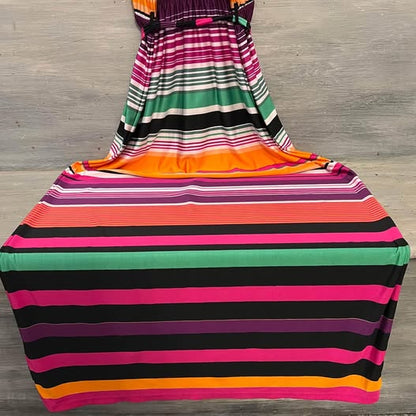 Venus Sleeveless Colorful Horizontal Stripes Maxi Dress Size 10 Good Condition