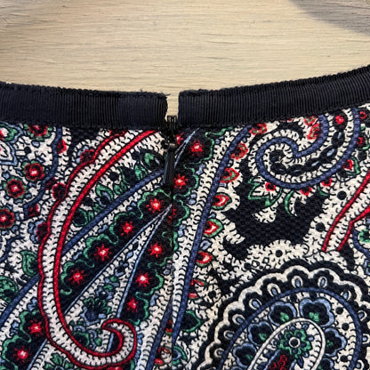 Talbots 98% Cotton Notched Yneck Multicolor Paisley Print Shift Dress Size 10p Good Condition