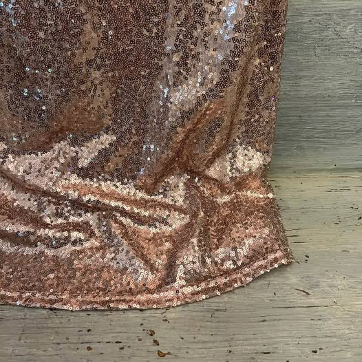 Regena X Pink Champagne Sequin 3/4 Sleeve V Back Mini Dress XL Good Condition