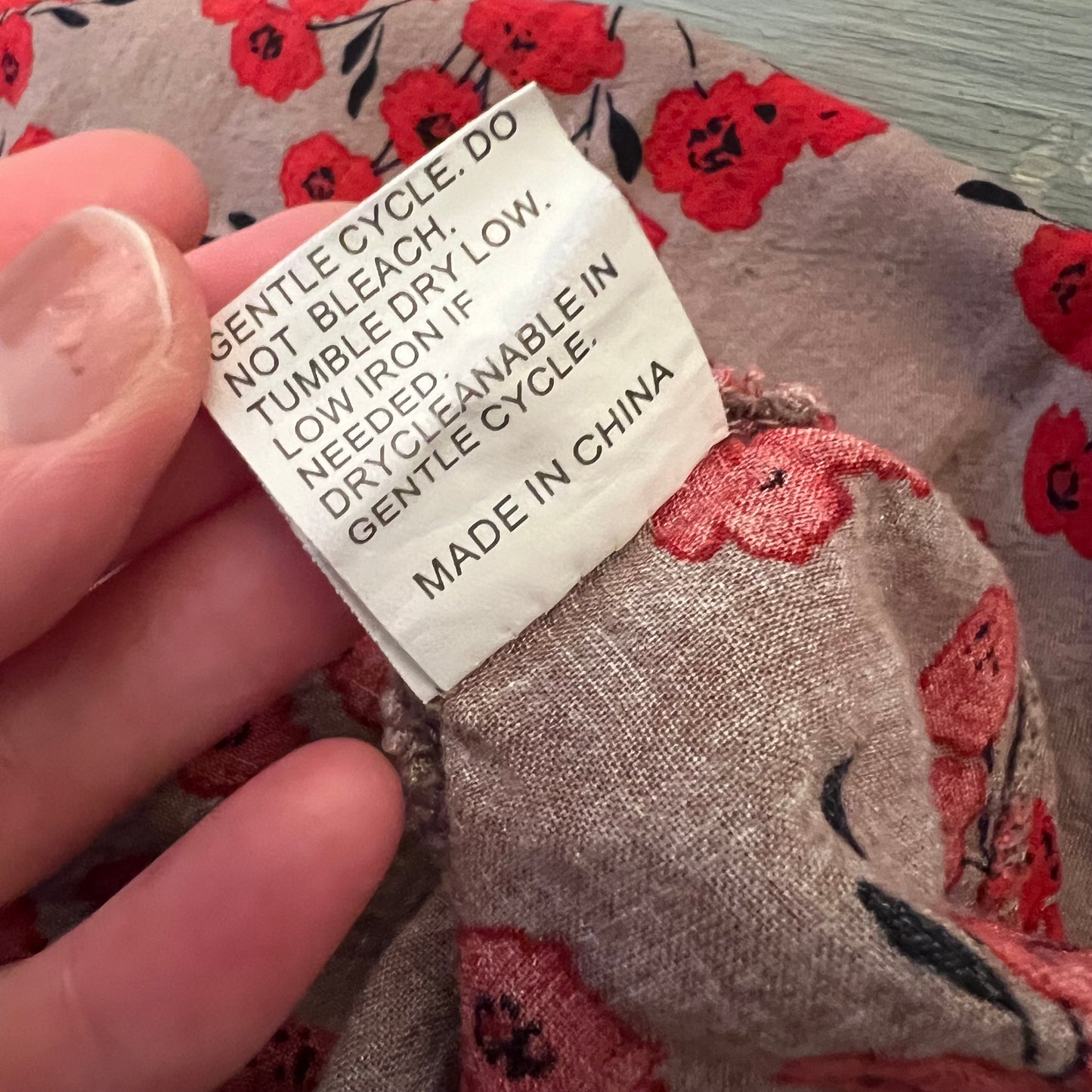 Purple Red Floral Print Crew Neck 3/4 Sleeve Smock Midi Dress Size Medium Like New