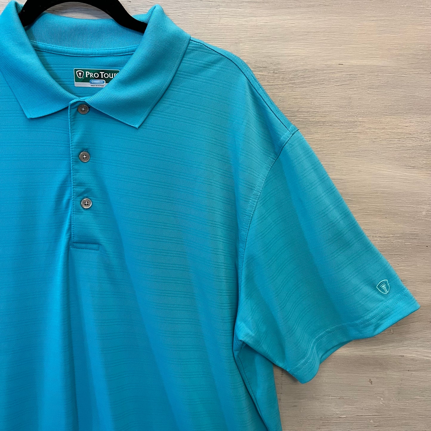 Pro Tour Cool Play Aqua Blue Men's Short Sleeve Polo Shirt Size XL Good Condition