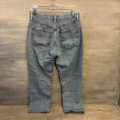 AGOLDE Los Angeles 100% Organic Cotton High Rise Button Fly Light Wash Jeans Size 30x22 Good Condition