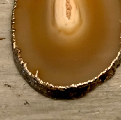 Geode Crystal Agate Slice Pendant Necklace Good Condition
