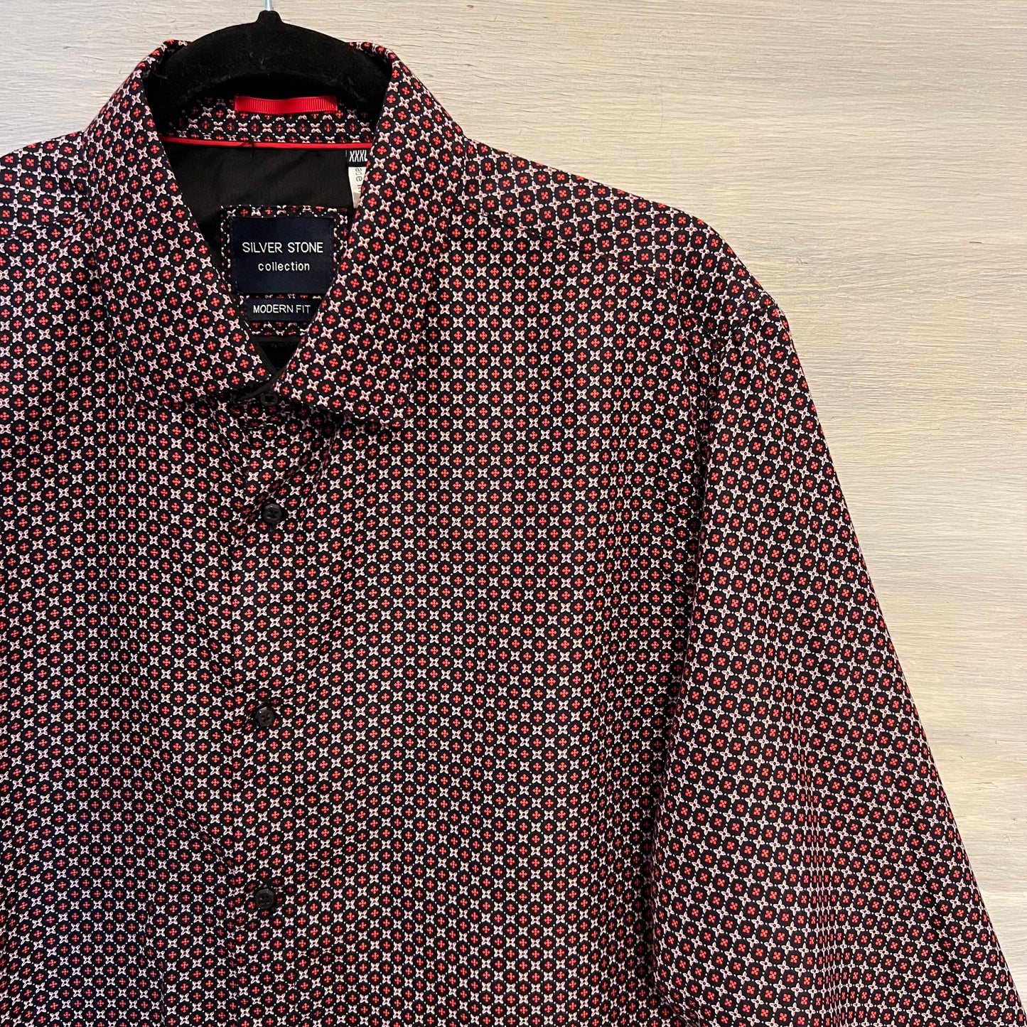 SilverStone Collection Geometric Floral Motif Print Button Down Dress Shirt 3X Like New