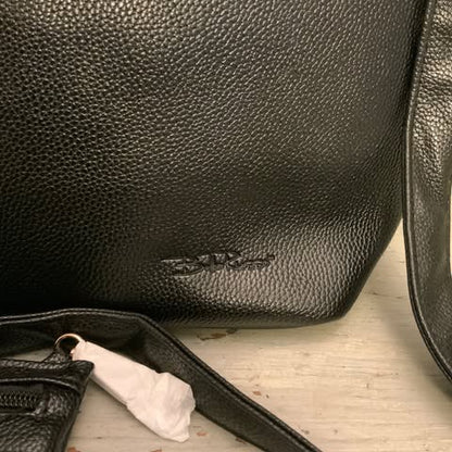 Black Faux Leather Tote Bag Purse w/ Matching Wristlet New