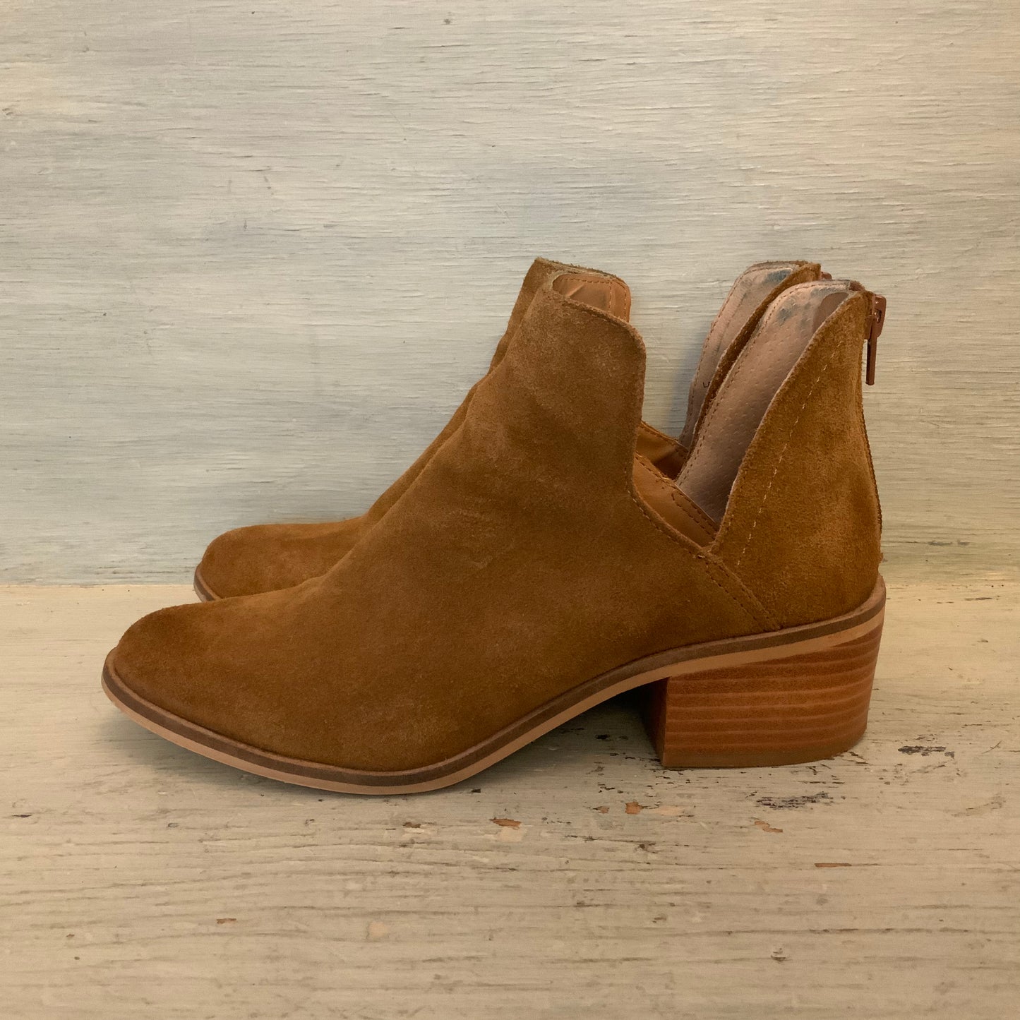 Steve Madden Lancaster Camel Brown Leather Ankle Bootie Boot Size 7.5 Good Condition