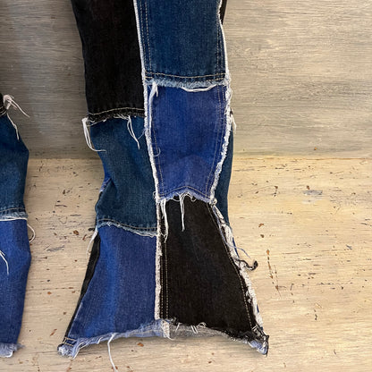SHEIN Patchwork Denim Button Fly Fashion Jeans XS Like New