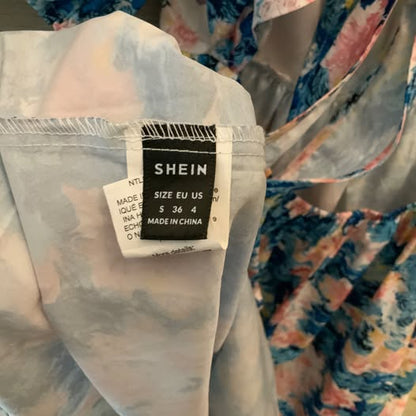 SHEIN Abstract Floral Print Baby Doll Dress Small Like New