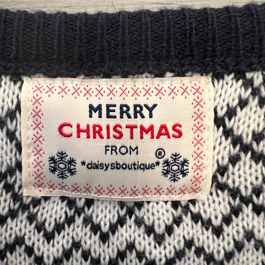 Daisys Boutique UNISEX Merry Christmas Navy Pullover Crewneck Sweater Good Condition
