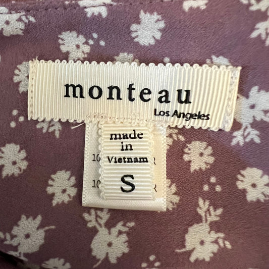 Monteau Mauve White Floral Print Above Knee Mini Dress Size Small Good Condition