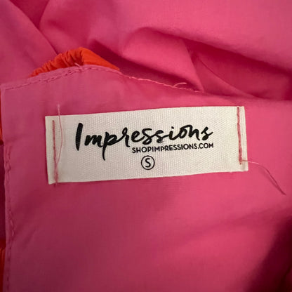 Impressions 100% Cotton Hot Pink Dual Ruffle Open Back Babydoll Size Small Like New