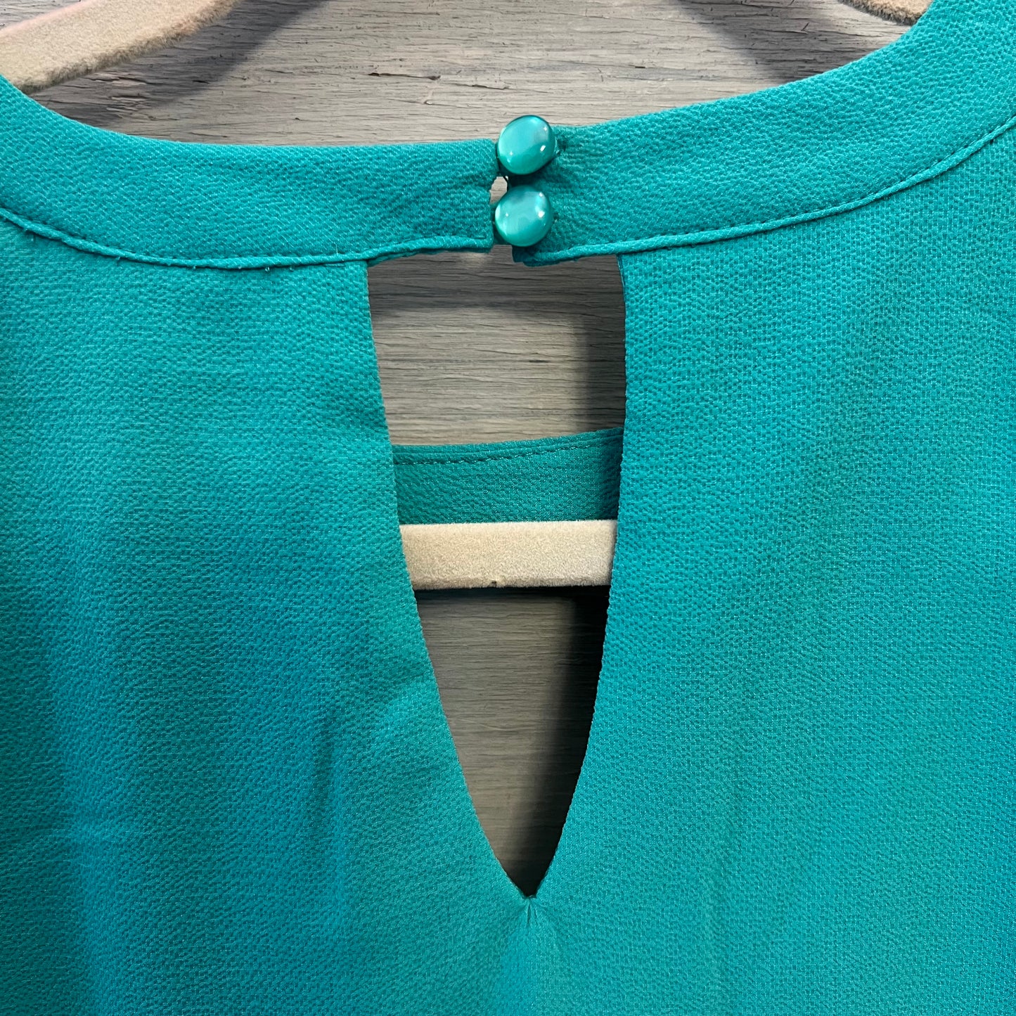 As U Wish Light Teal High Collar Off Shoulder Flutter Sleeve Mini Dress Size Medium Good Condition