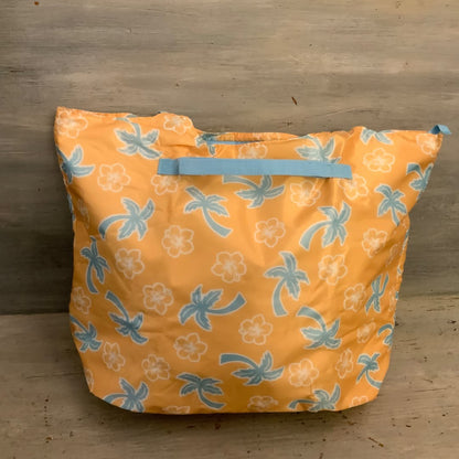California Innovation Yellow Blue Palm Tree Hibiscus Flower Thermal Tote Bag Like New