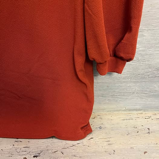 SHEIN Burnt Orange Square Neckline Balloon Sleeve Fitted Dress XS Like New
