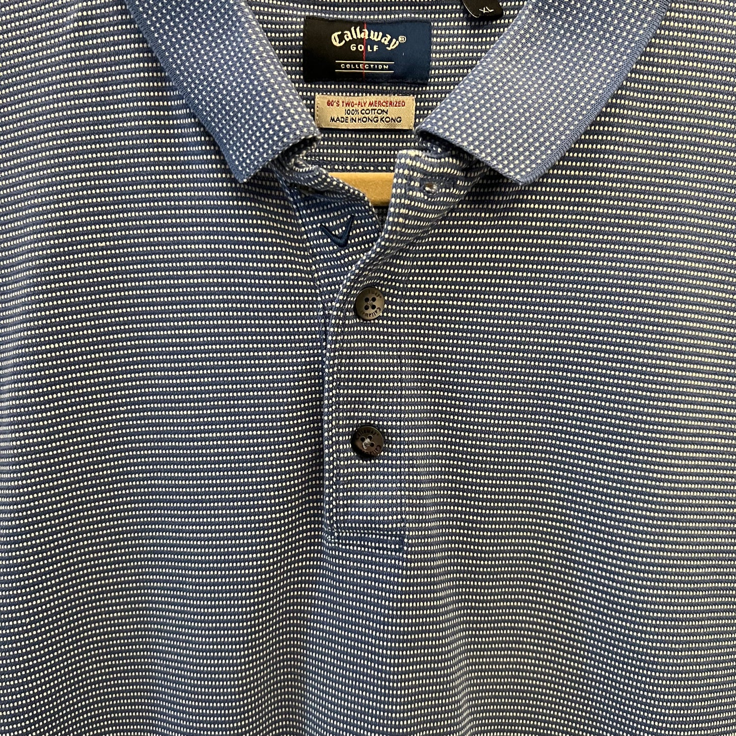 Callaway Golf 100% Cotton Dot Print High Low Polo Shirt Size XL Good Condition