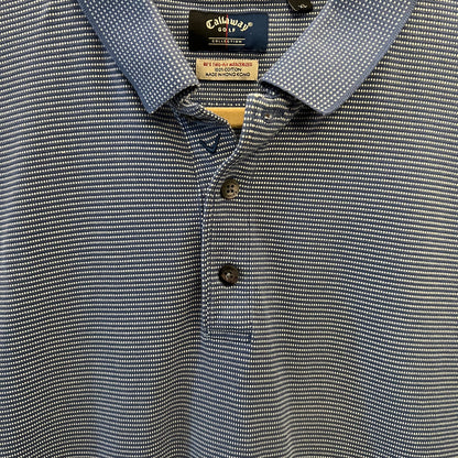Callaway Golf 100% Cotton Dot Print High Low Polo Shirt Size XL Good Condition