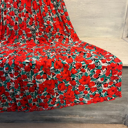 Red Hibiscus Flower Print Halter Neck Racerback High Low Maxi Dress Size Medium Good Condition