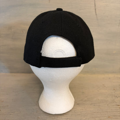 NY Embroidered Letter 65% Wool Black White Ballcap Hat Adjustable Size Good Condition