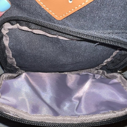 Gray Canvas Backpack Purse Adjustable Straps Zip Closure Front Pockets Like New