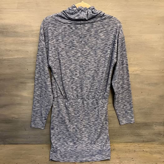 Venus Casual Blue Drawstring Cowl Neck Long Sleeve Mini Dress Small Like New