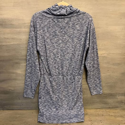Venus Casual Blue Drawstring Cowl Neck Long Sleeve Mini Dress Small Like New