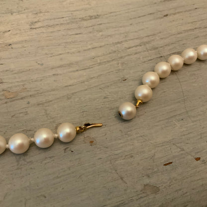 Vintage Faux Pearl with Faux Rose Quartz Alternating String Beaded Necklace Good Condition