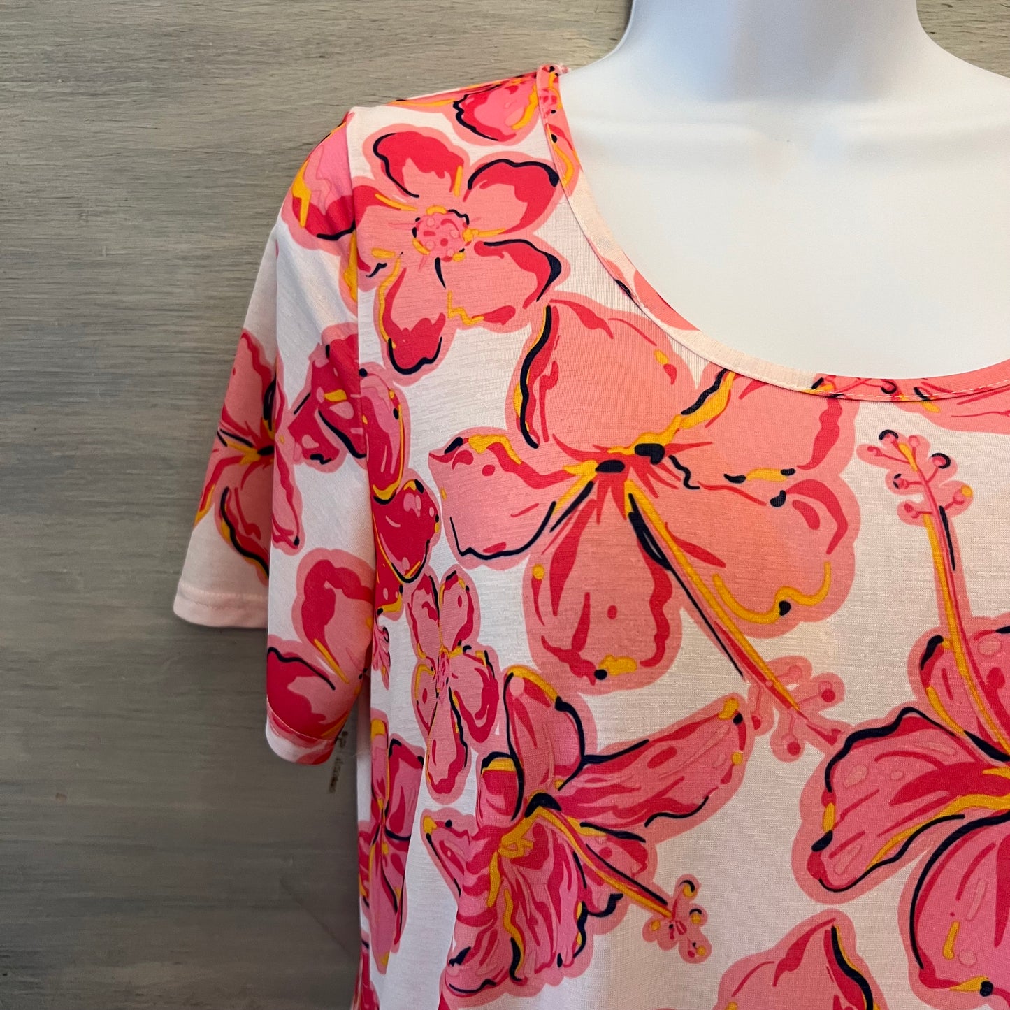 Simply Southern Hot Pink Hawaiian Flower Print Above Knee Dress Size Small Good Condition