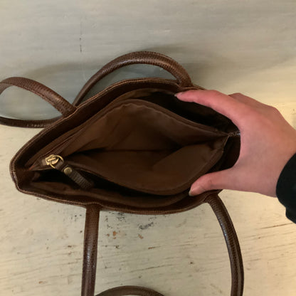 Bueno Brown Faux Leather Snakeskin Shoulder Bag Purse Good Condition