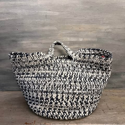 Colonial Mills, Inc Extra Large Round Country Blue White Braided Bag Basket New