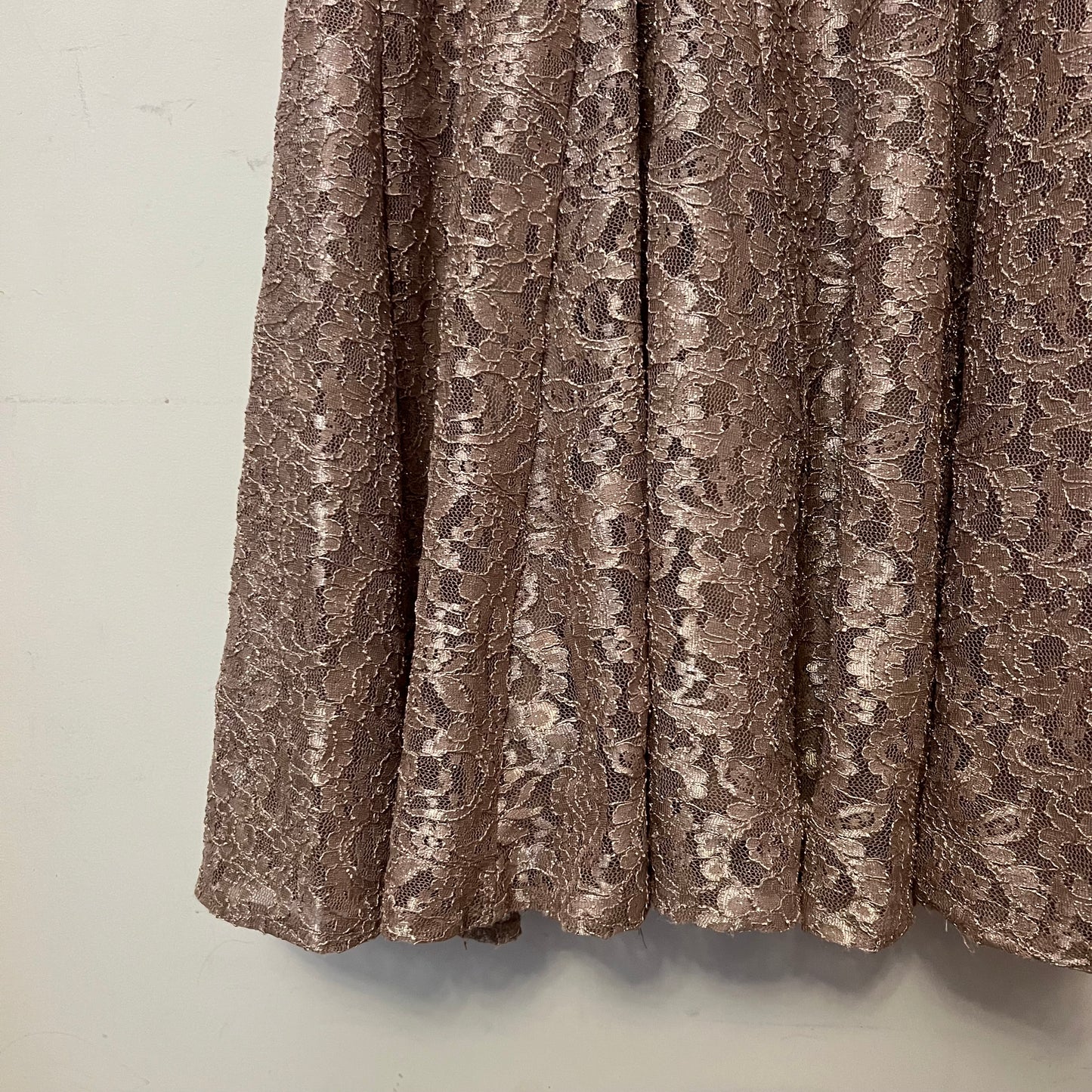 R&M Richards Taupe Shimmer Lace Mermaid Gown Size 16 Good Condition