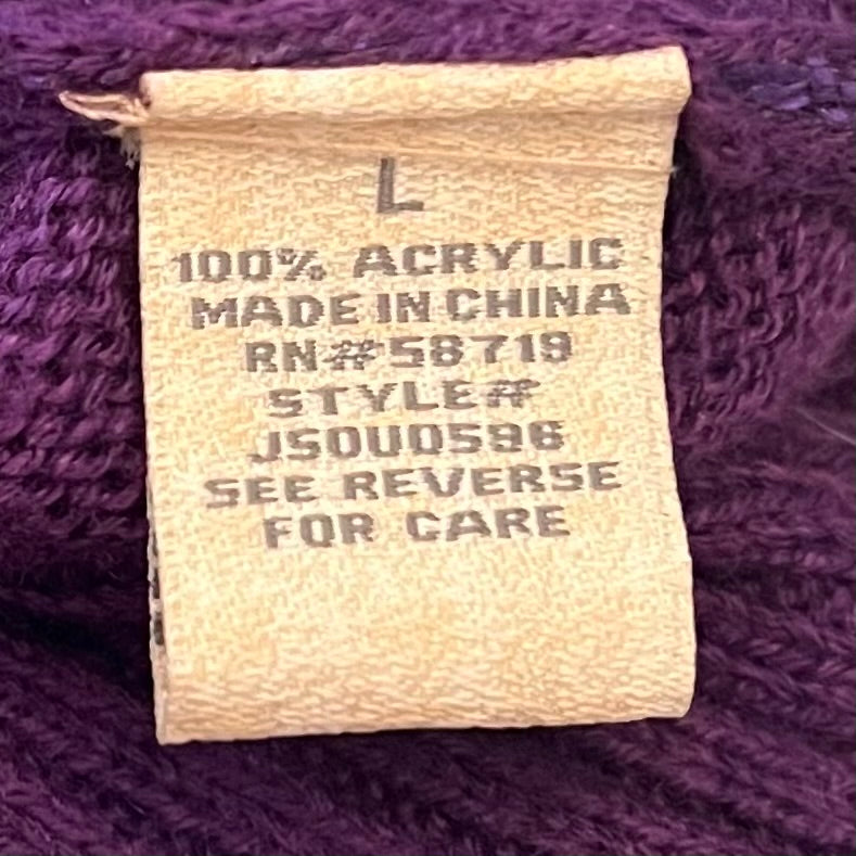 Vintage Purple Shimmer 3/4 Sleeve Light Knit Sweater Size Large Good Condition