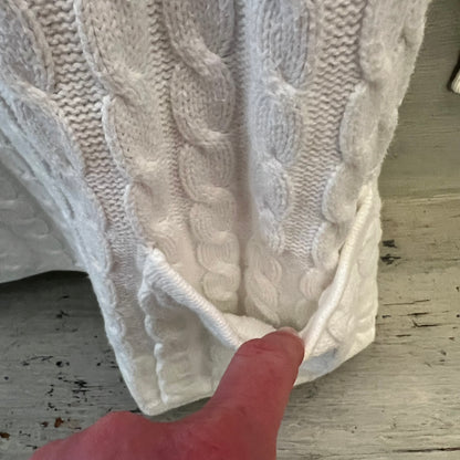 Vintage Count Down White Linen Cotton Cable Knit Long Crewneck Sweater Size 0 Good Condition