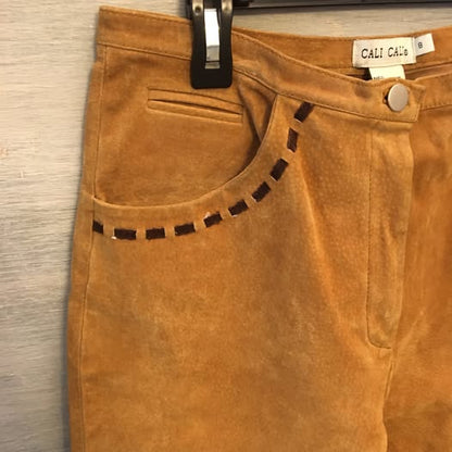 Cali Cali 100% Genuine Suede Leather Pants Size 8 Good Condition